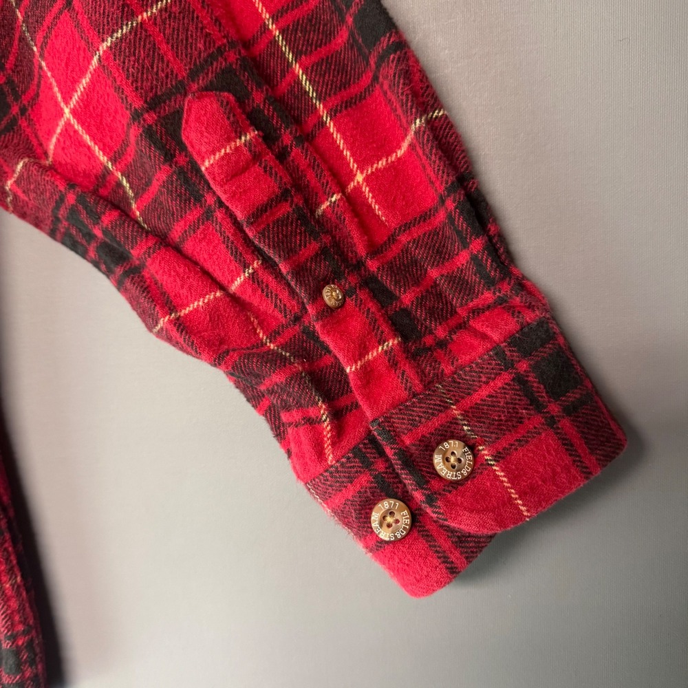 Field & Stream Mens XL Red Black Plaid Flannel Button Shirt Heavyweight Cotton - Picture 4 of 5